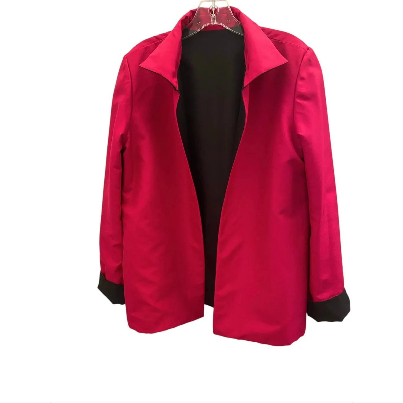 Reversible Black & Hot Pink Open Front Silk Lightweight Jacket/ Blazer Sz M Size M - Image 3