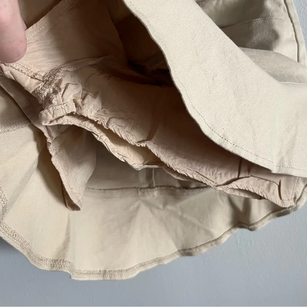 Cloud Ten Khaki Cotton Ruffle Hem Mini Skirt Front Pockets Size Small - Image 7