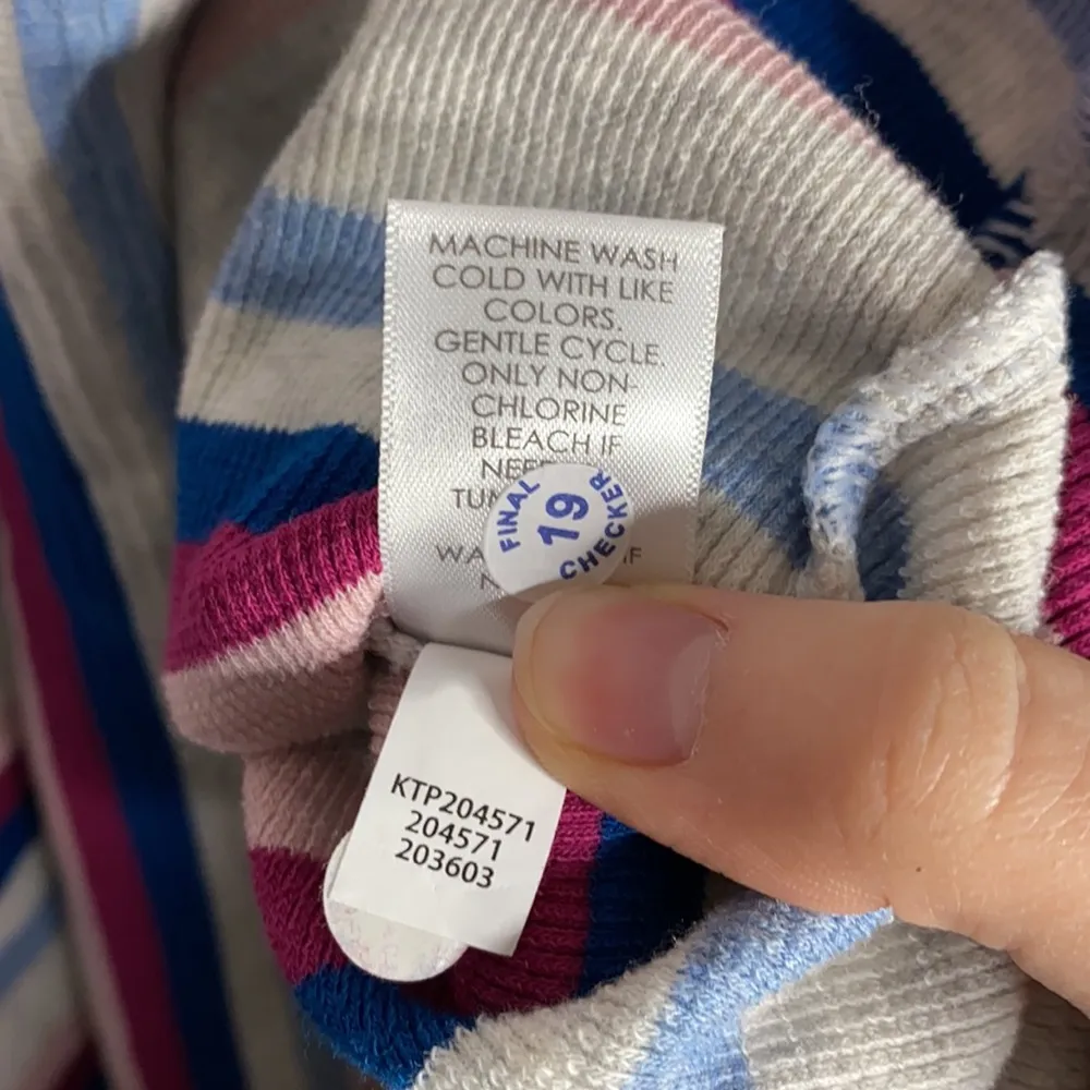 J Jill textured waffle knit striped casual top with 3/4 sleeves size L - Image 10