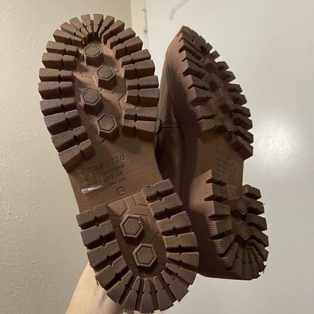 AREZZO brown leather platform slip on loafer shoes size EU 40 Brown - Image 5