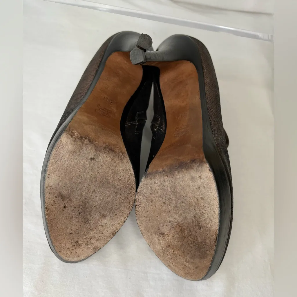 Donald Pliner Bronze Metal Leaf Kid Booties, Women’s 9 - Image 5