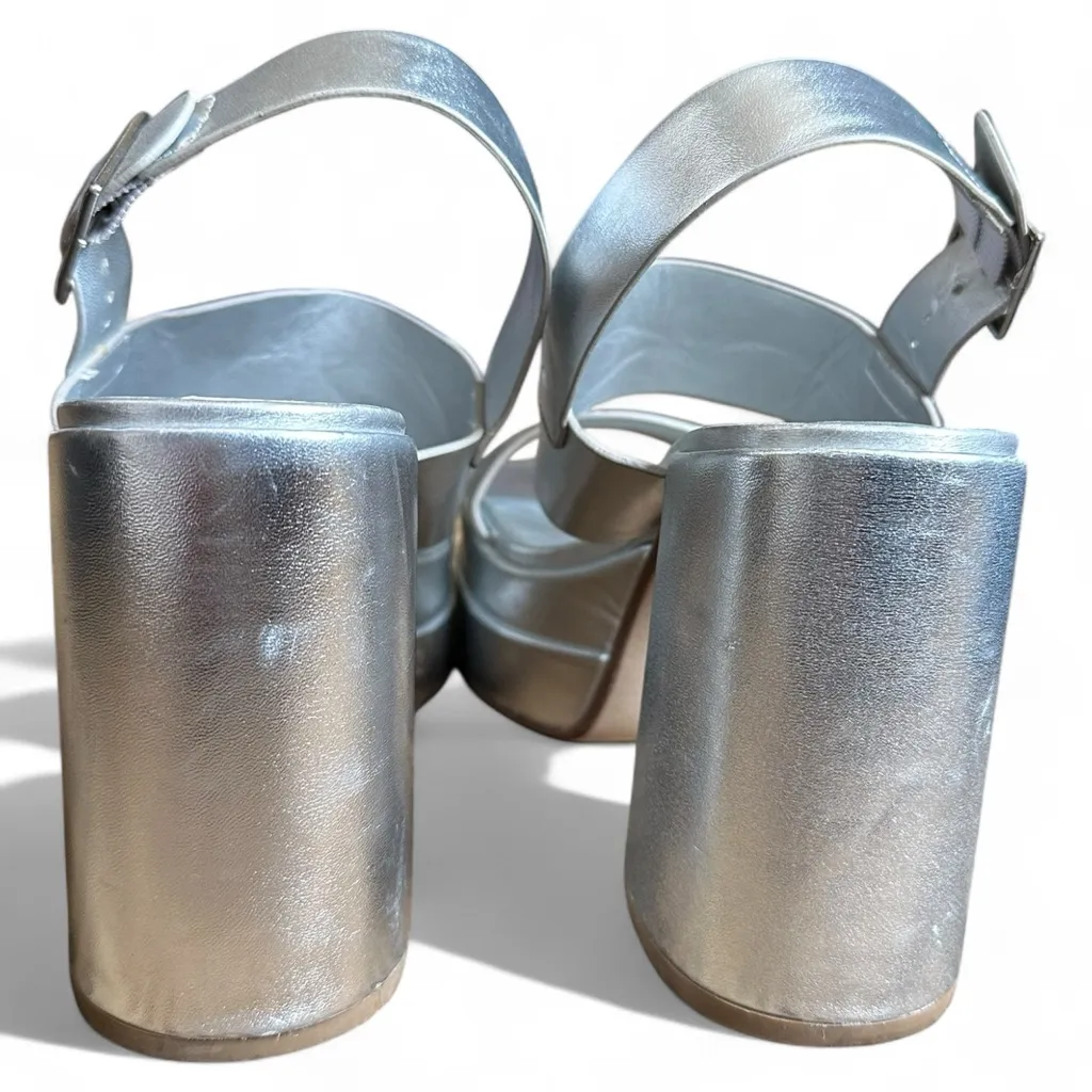 Soda Metallic Silver Platform Heels Size 6 - Y2K Style - Image 6