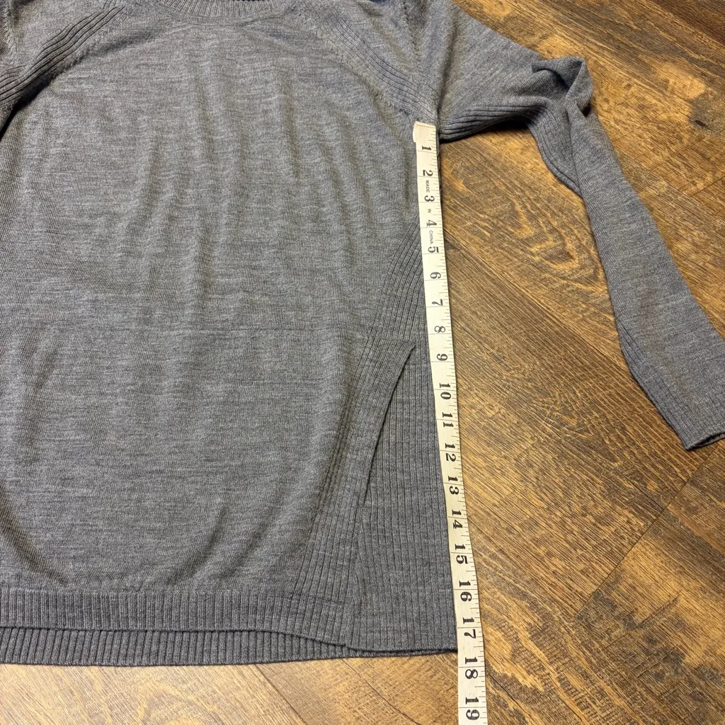 Lululemon Sweat & Savasana Sweater Heathered Medium Grey Merino Wool Women 10/12 - Image 7