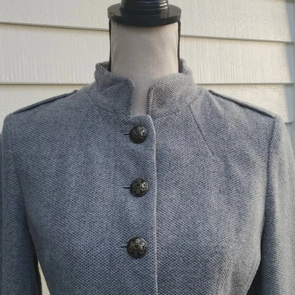 Banana Republic Women's Wool Blend Mock Neck Military Blazer Jacket Size 4 - Image 3