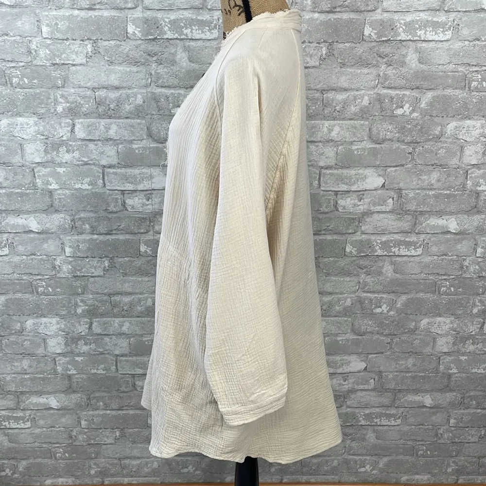 IGENJUN Cream Shirt Dress Size XL - Image 3