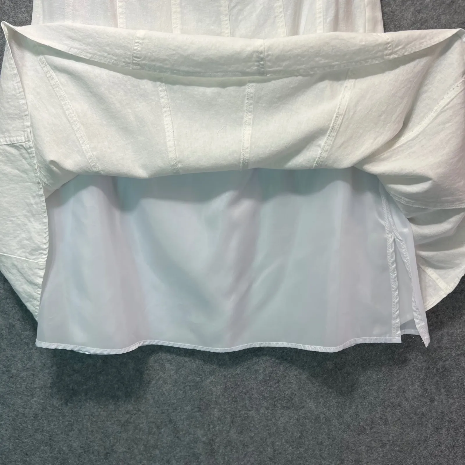 Dress‎ Barn White A-Line Midi Skirt Linen Blend Lined Size 10 Side Zip - Image 2