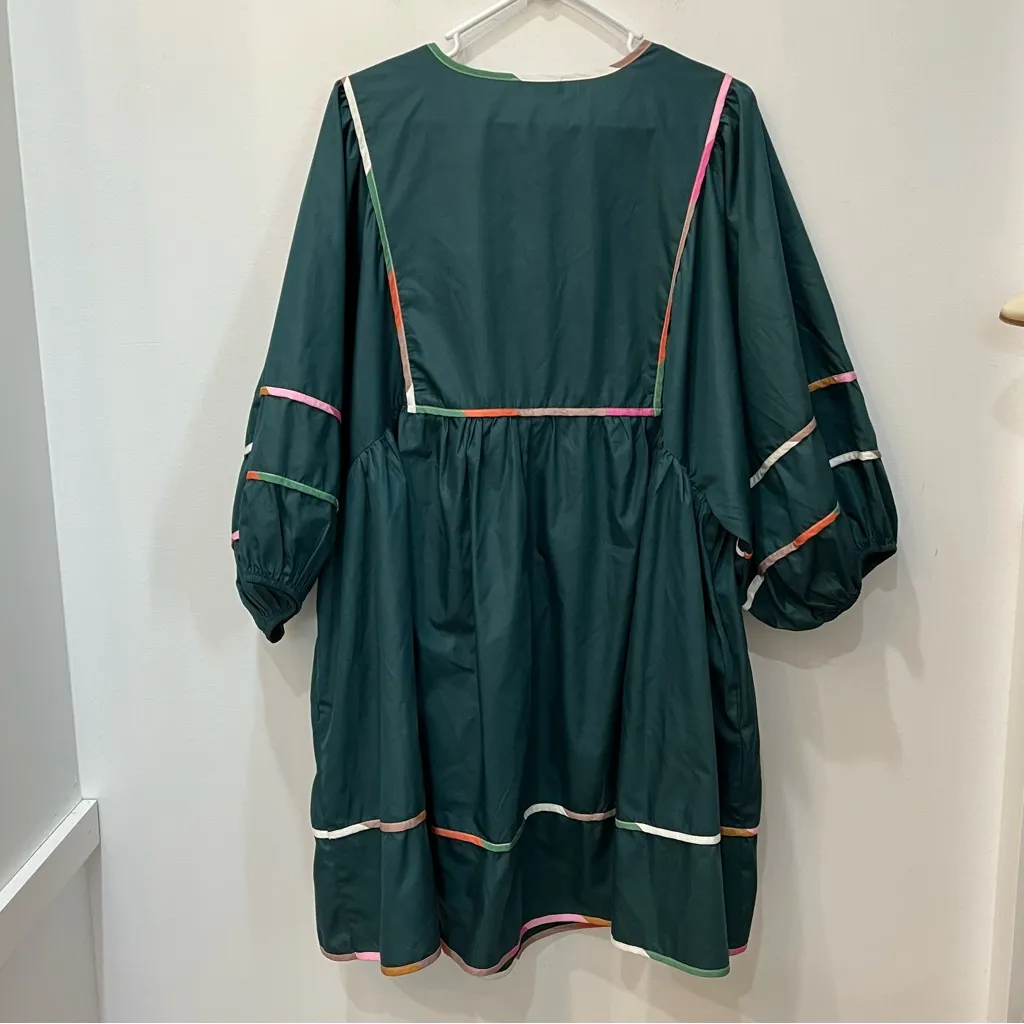 Entro Believe In You Pine Green Babydoll Dress Green and White Garment sz 1X - Image 7