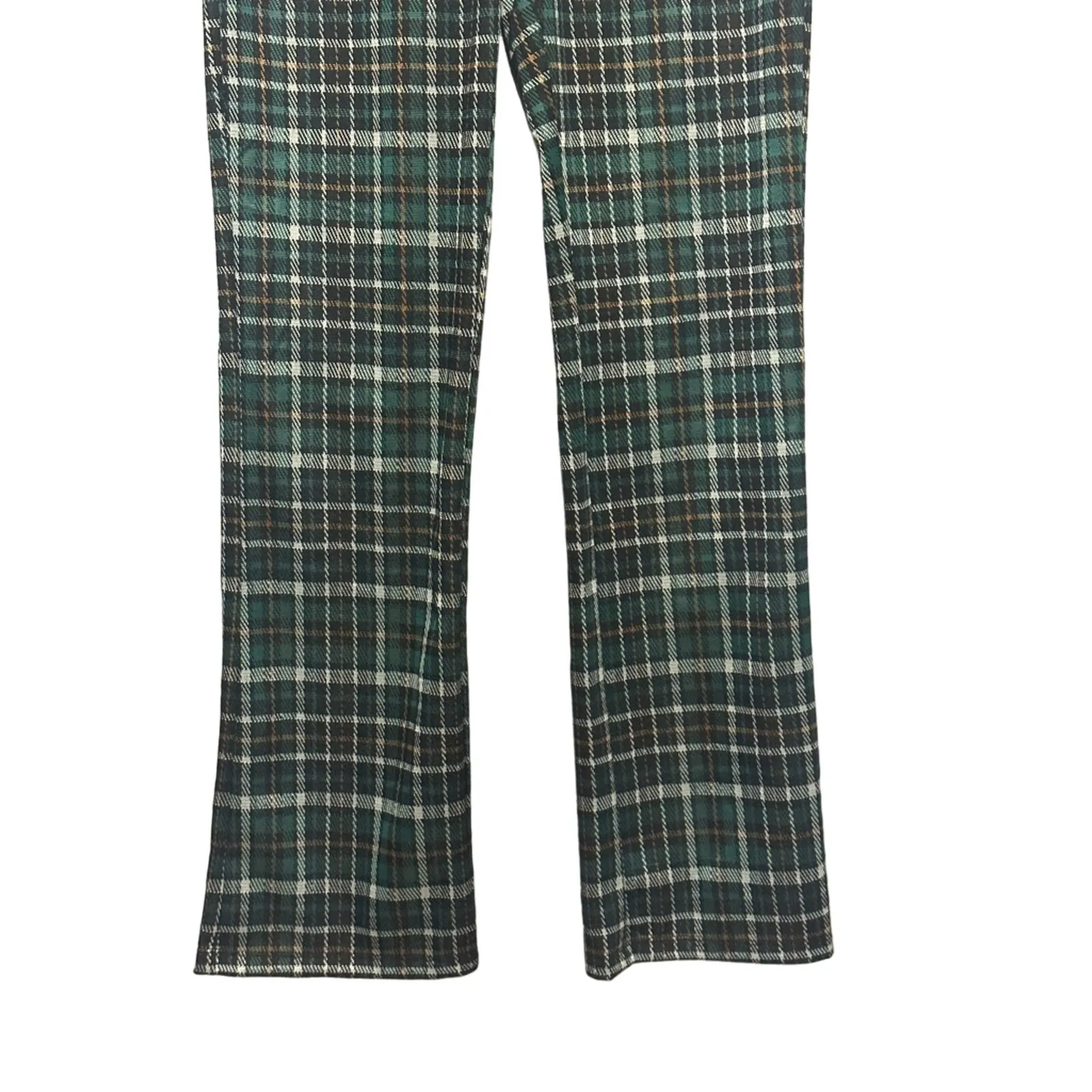 BP Flare Pants Classic Plaid Design High-Rise Waist Soft Fabric Green W XS NWT - Image 3