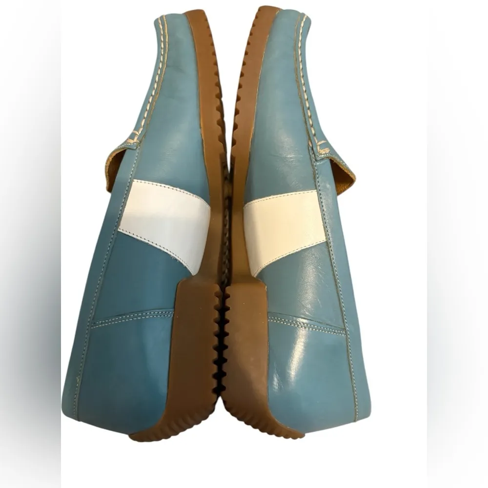 Bally dera Blue Leather Loafers shoes size 7.5 - Image 4