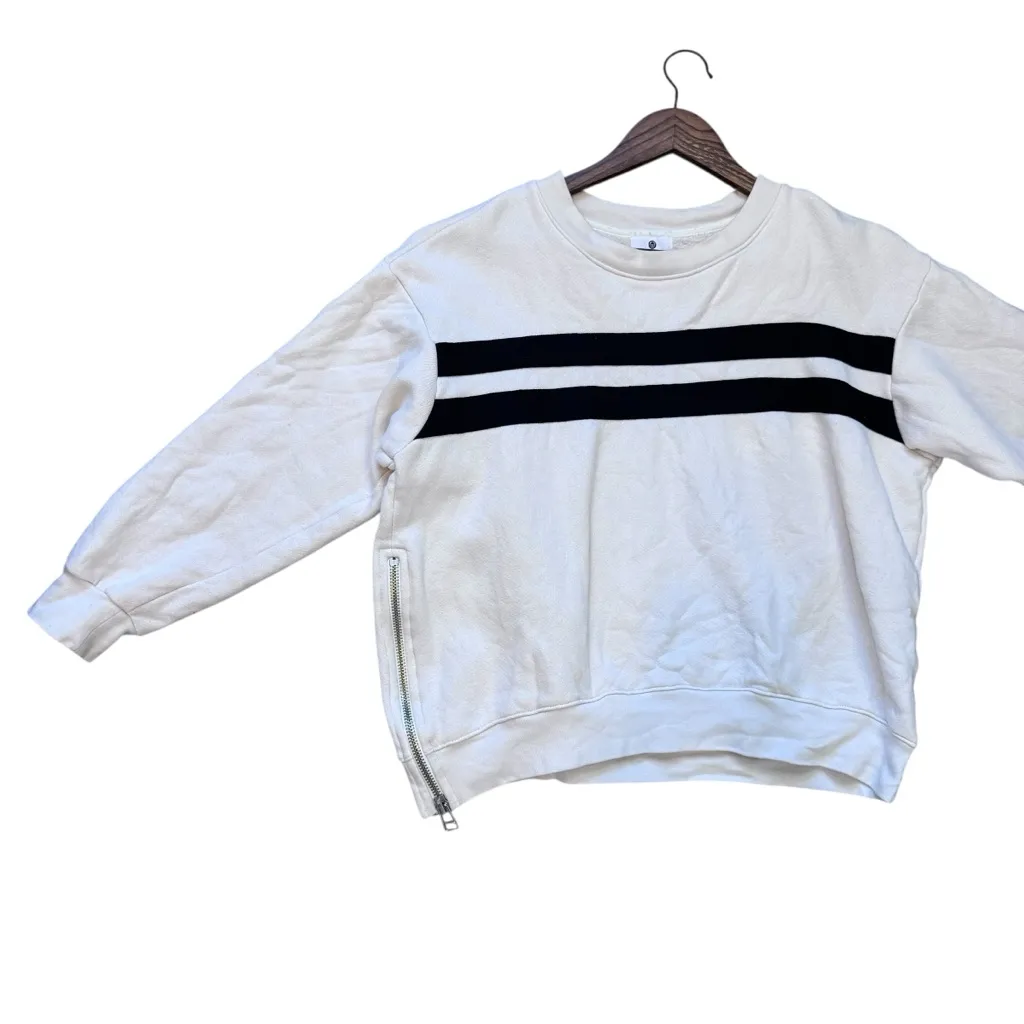 Sundry Side Zip Black Stripe 100% Cotton Pullover Hoodie Size 3 - Image 8