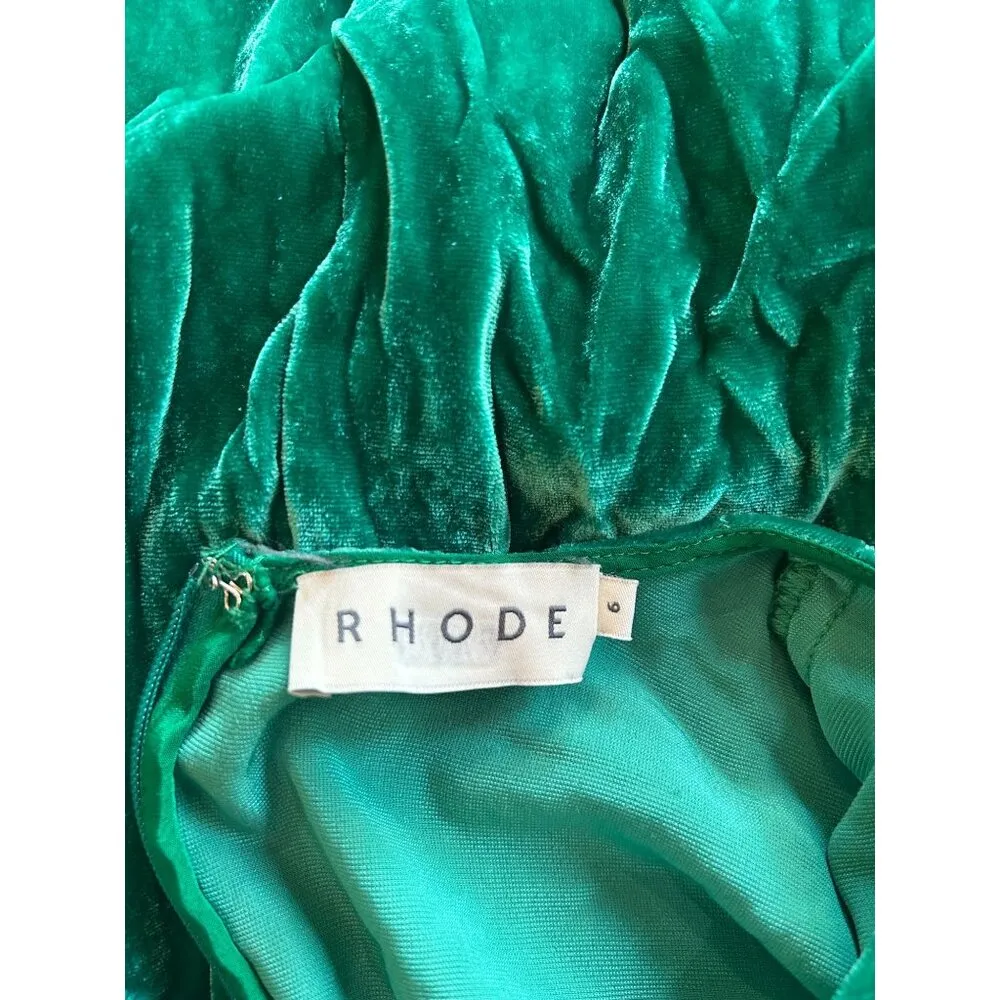 Rhode Pia Ruched Velvet Mini Dress Emerald Green Womens Size 6 - Image 10