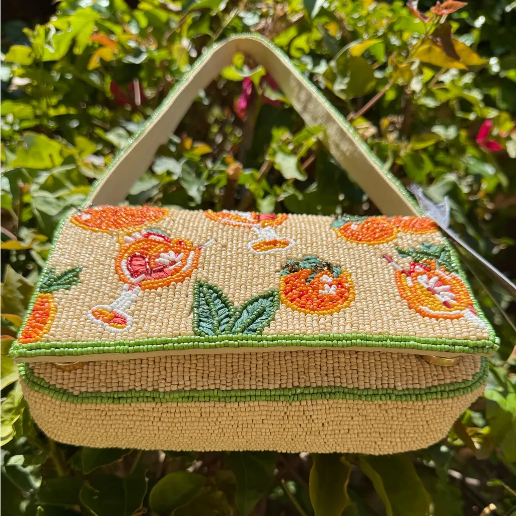 NWT Viral Made in India Aperol Spritz Orange Cocktail Beaded Bag Handcrafted - Image 3