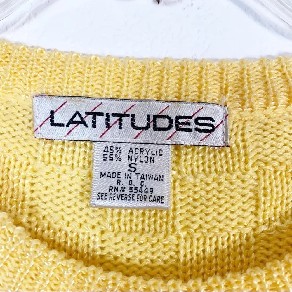 Vintage Latidudes Knit Sweat Midi Dress Small Yellow - Image 5