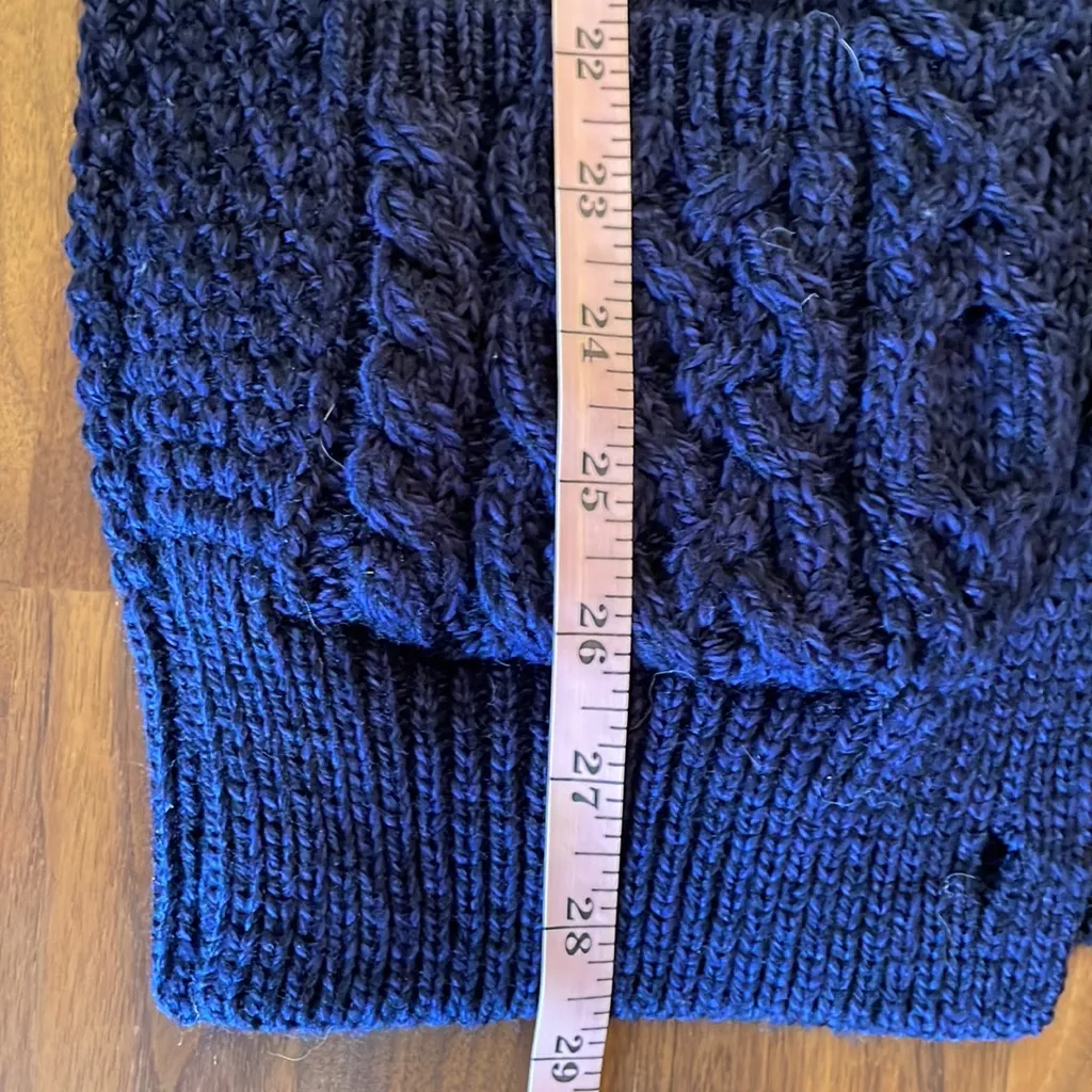 The Irish Store 100% Wool Cardigan Fisherman‎ Knit Sweater—Beautiful! XS Blue - Image 10