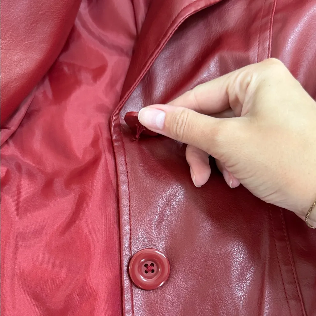 Vintage Faux Red Leather Jacket - Image 5