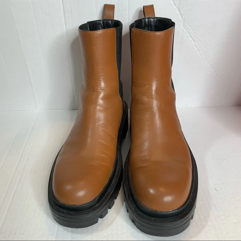 Zara Brown Blogger's Favorite Real Leather Lug Sole Combat Boots size 9 - Image 4