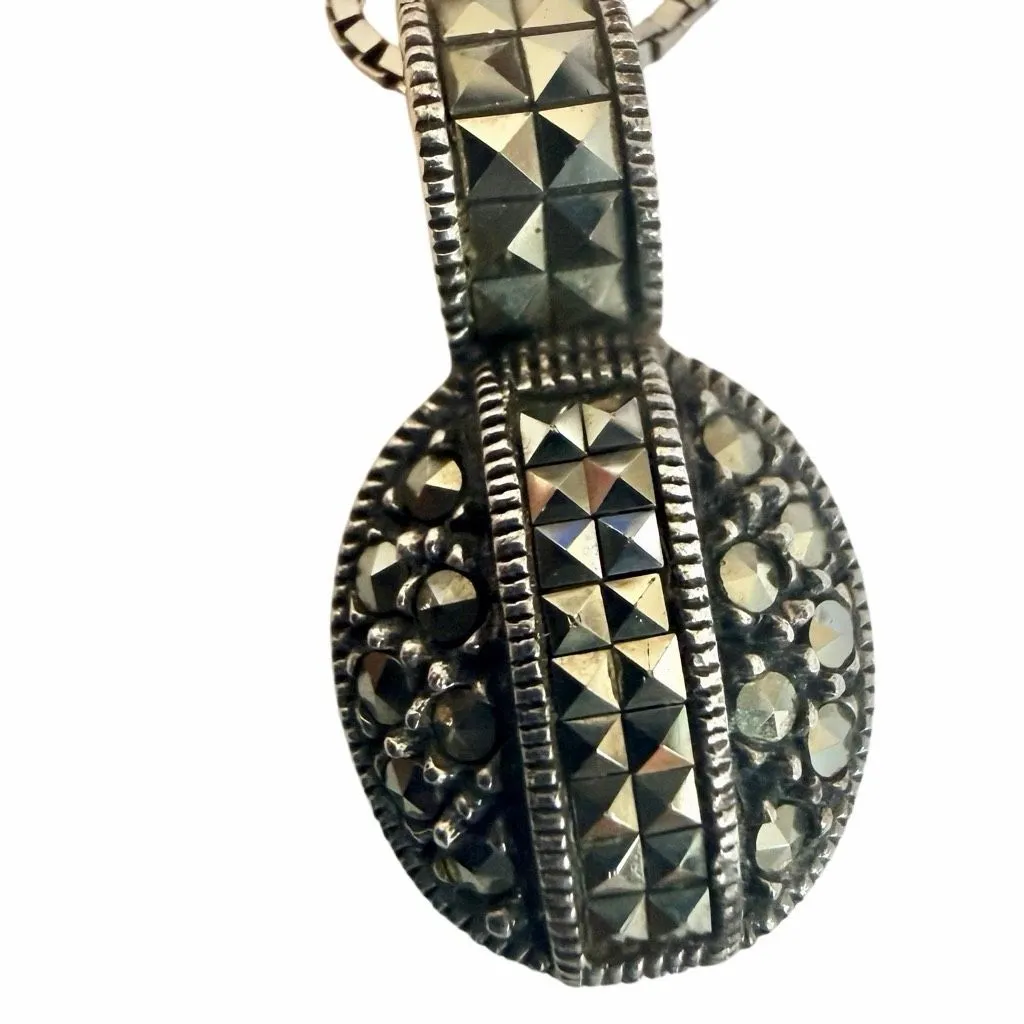 Judith Jack Sterling Marcasite Oval Pendant necklace - Image 10