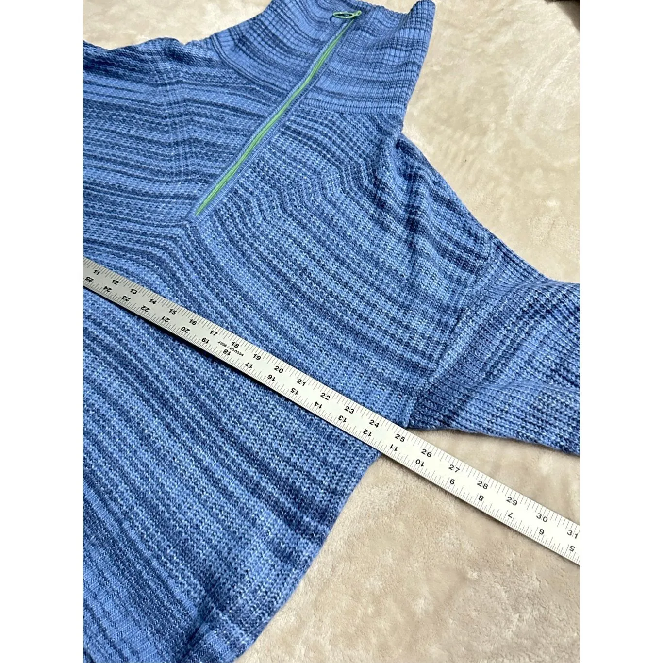 New American Eagle Women's Size Medium Blue Pullover 1/4 Zip Jacket Linen Wool - Image 7