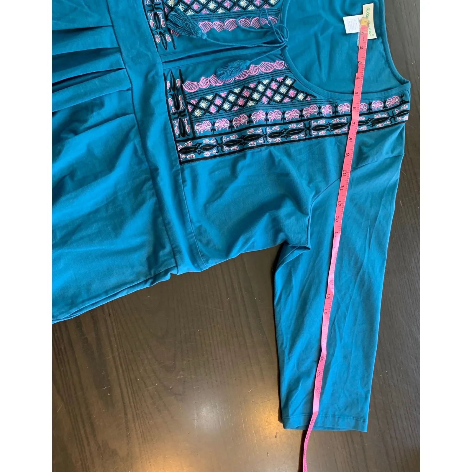 Ulla Popken Womens Dress 20 / 22 Teal Blue A Line Fit Embroidered Tassel Plus Sz Size undefined - Image 9
