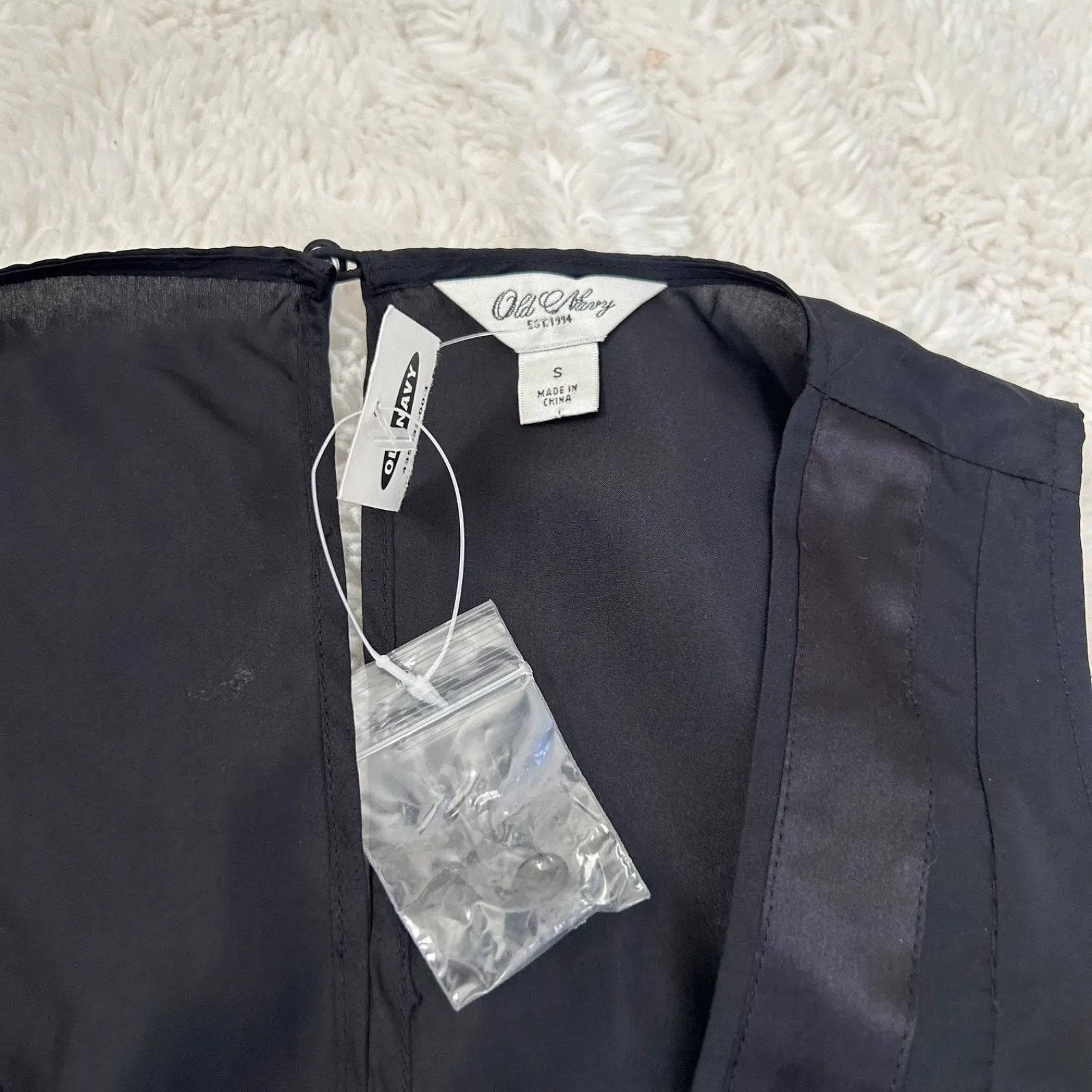 Old Navy Sz S 100% Silk Black Y2k Going Out Top Peplum Preppy Grunge Whimsigoth - Image 5