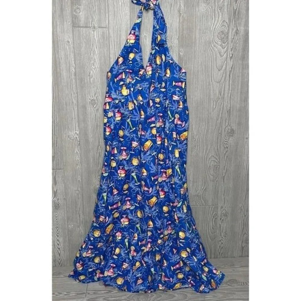 Girls weekend cocktail cruise halter top dress with margaritas and drinks on it Blue Size L - Image 7