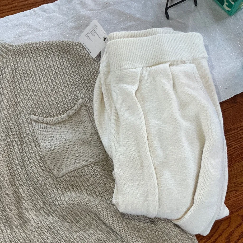 Free People Freya Sweater Set in Oatmeal/ Bone Combo Sz M NWT $128R - Image 11