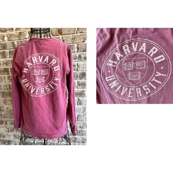 Harvard University  T- Shirt  Small  Burgundy Long Sleeve Distress Comfo… - Image 2