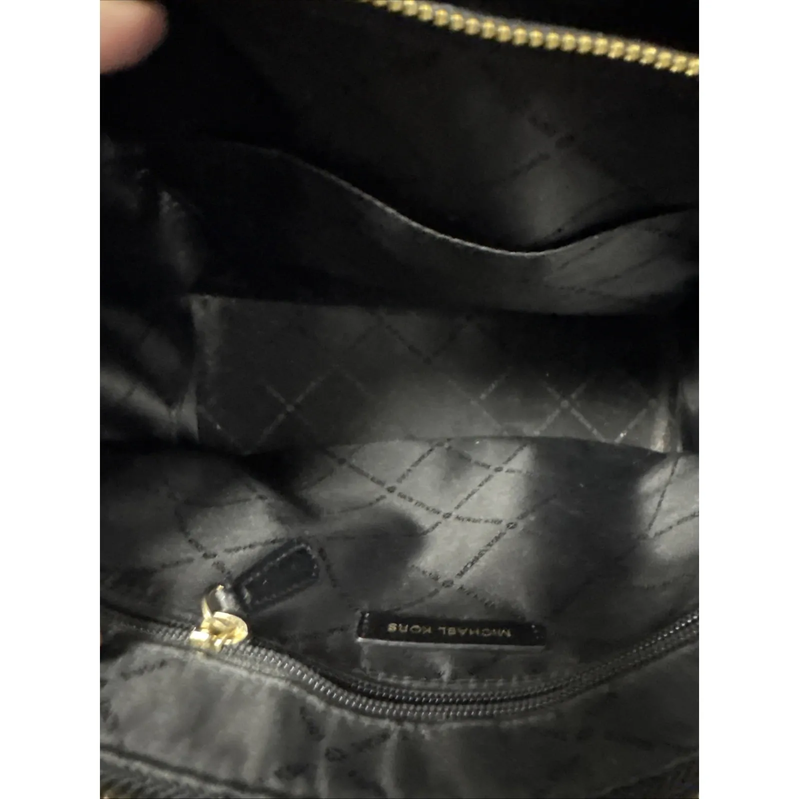 Michael Kors Black Handbag 2-Way‎ Gold Accents 13" X 11" X 6" - Image 11