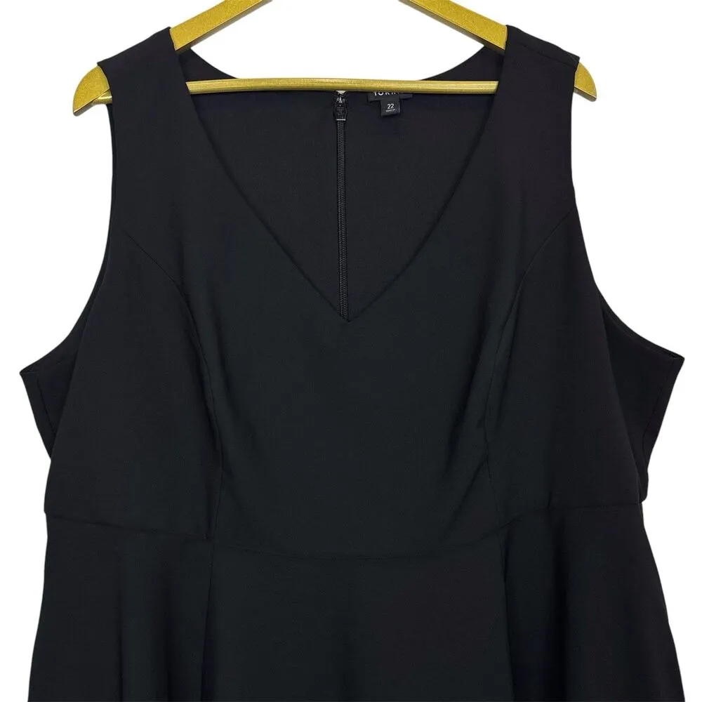 Torrid At The Knee Studio Refined Crepe Skater A-Line Dress Size 22 Black Pocket - Image 5