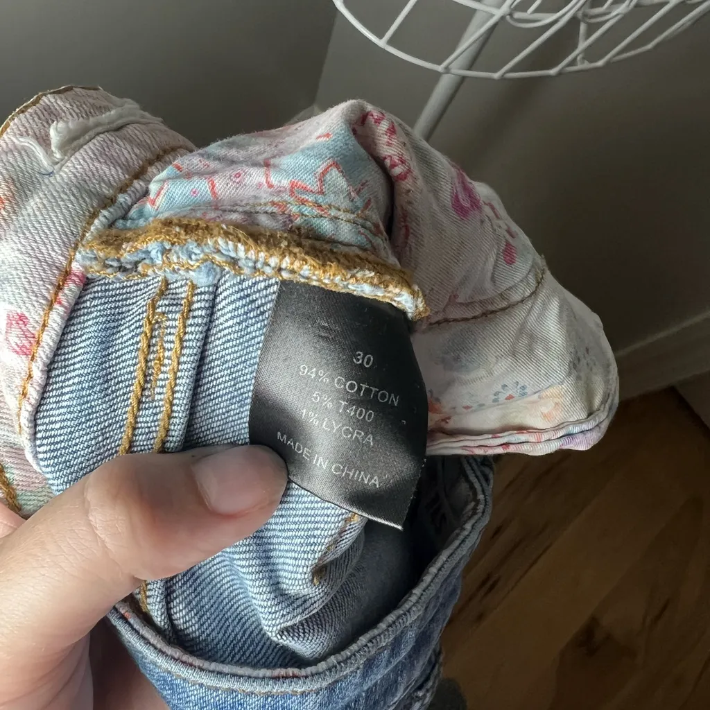 Johnny Was Boyfriend High Rise Distressed Straight Leg Jeans Size 30 Bohemian - Image 5