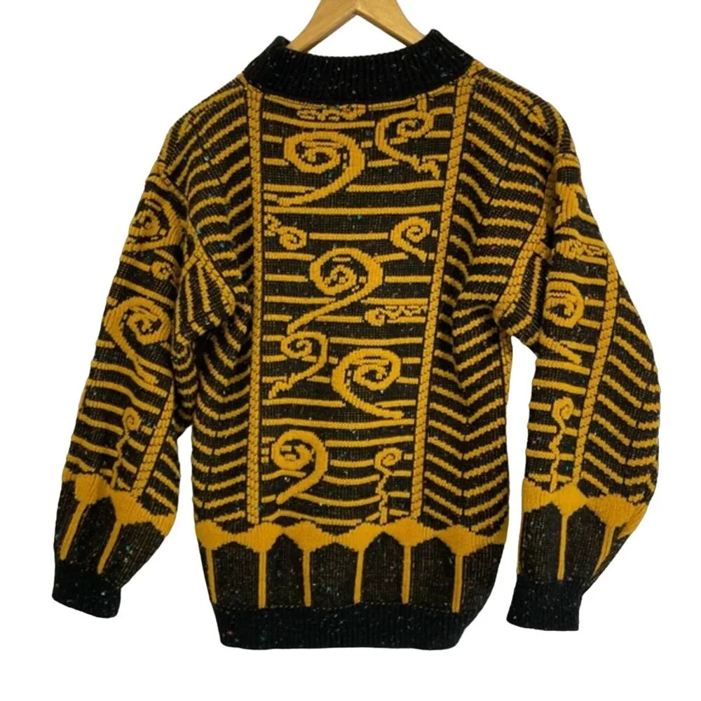 Vintage Black Gold Sweater 1989 Great American Sweater Co Wild Design NYE Small - Image 4