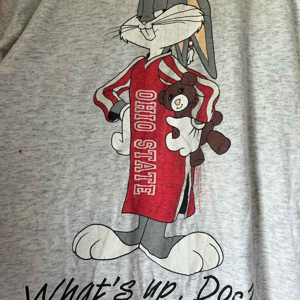 vintage 1993 warner bros ohio st college 2x sleepwear shirt single stitch bugs Gray Size undefined - Image 3