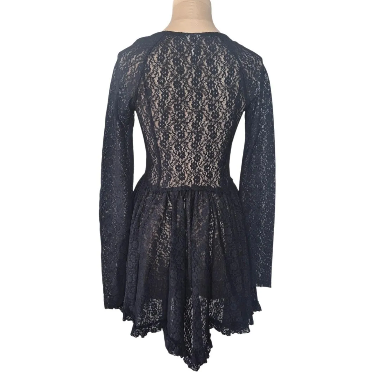 Intimately Free People Black Look Both Ways Slip Dress Lace Long Sleeve Size XS - Image 3
