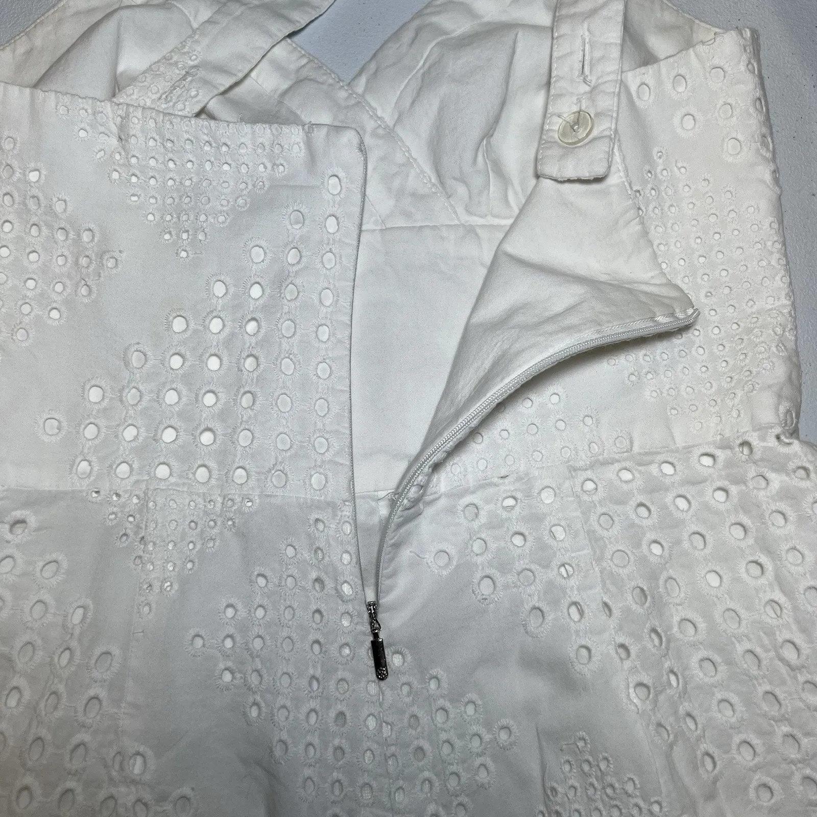 Trina Turk Thalia White Eyelet Romper Women’s Size 4 Resort Vacation Cocktail - Image 5