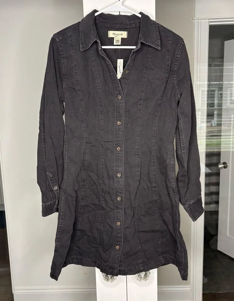 NWT Madewell Denim Seamed Mini Dress Washed Black - Image 2