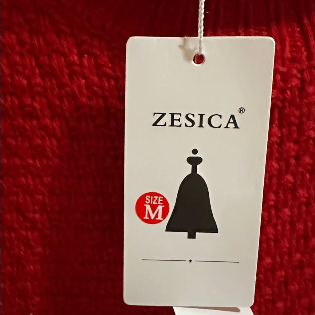 Zesica Red High Mock Neck Sweater. New with Tags Size M - Image 4