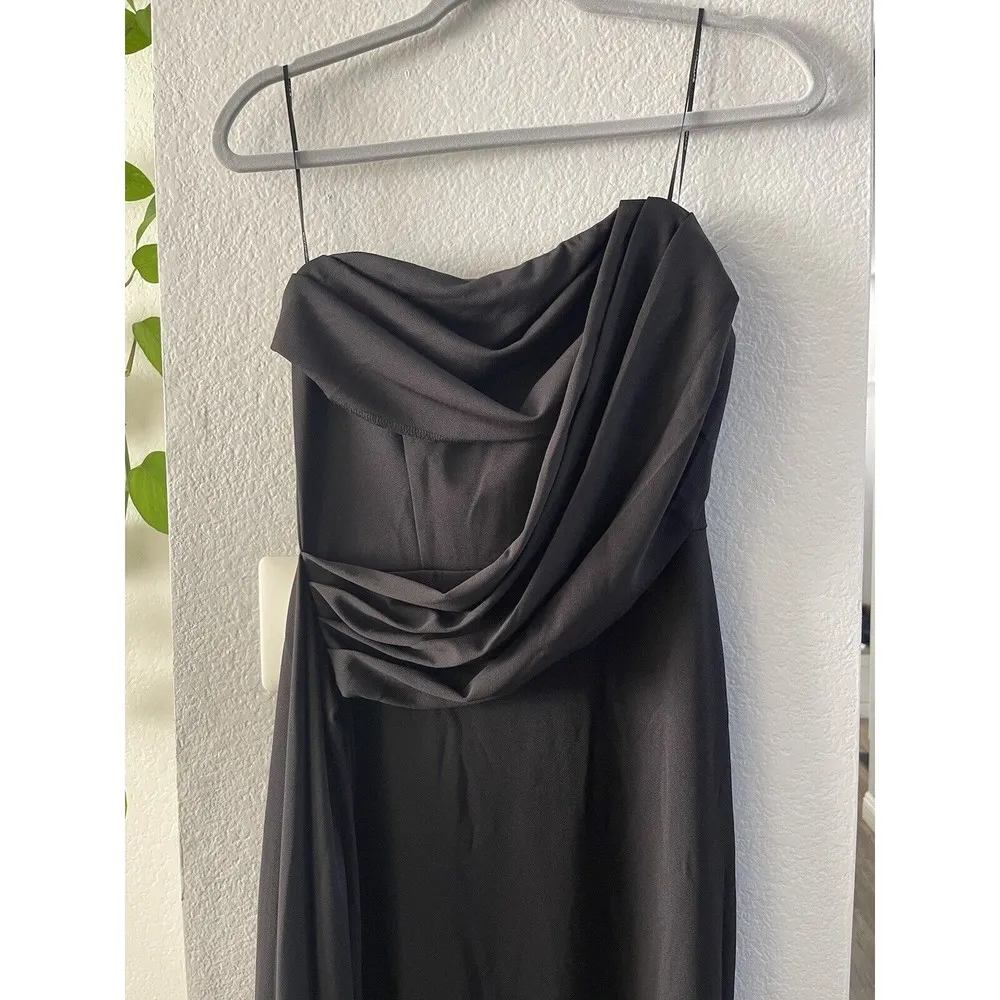 Symphony Women's Strapless Formal Dress Long Size Small Solid Black High Slit - Image 15