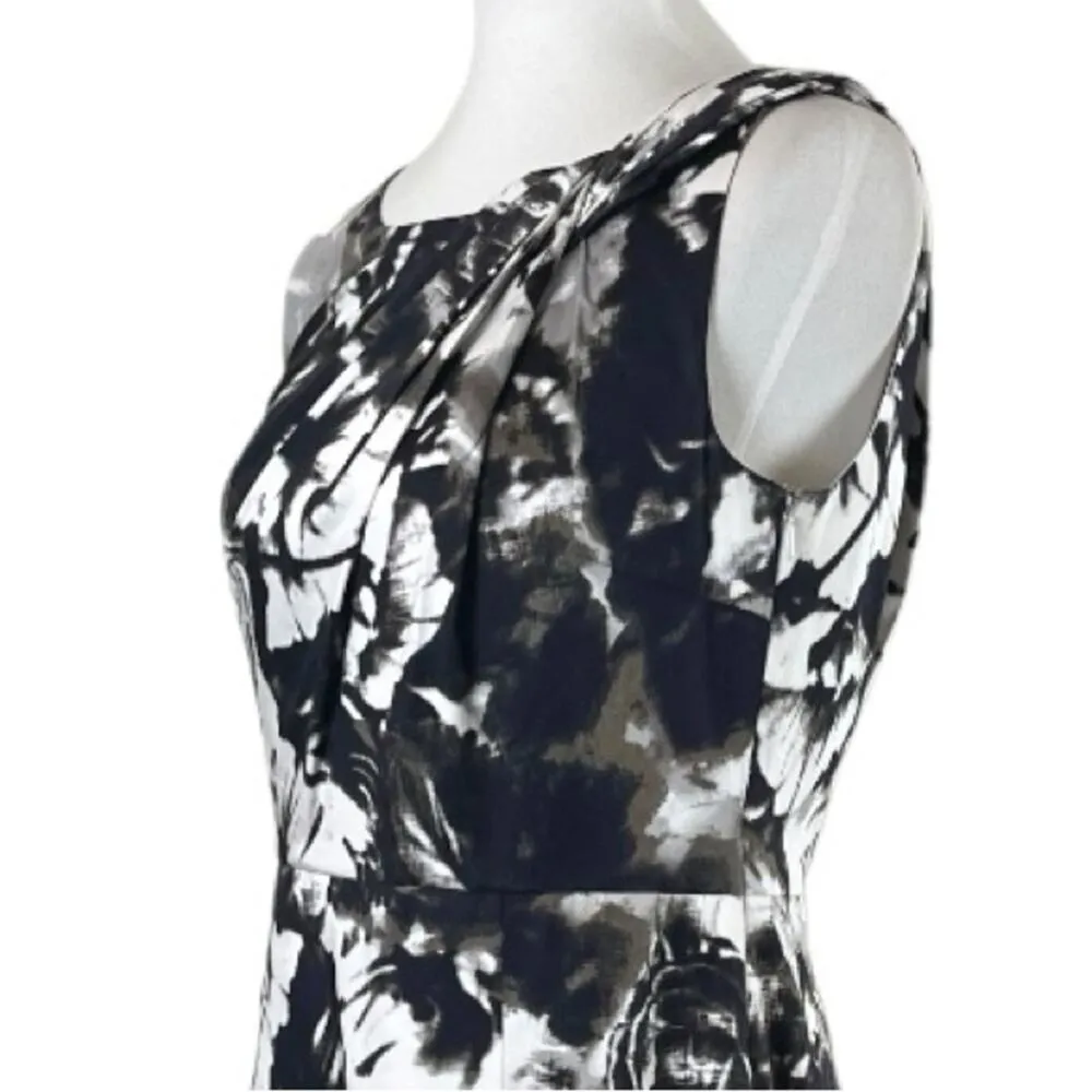 Ann Taylor Sheath Dress Sleeveless Black Cream Abstract Floral Women’s Size 6 - Image 9
