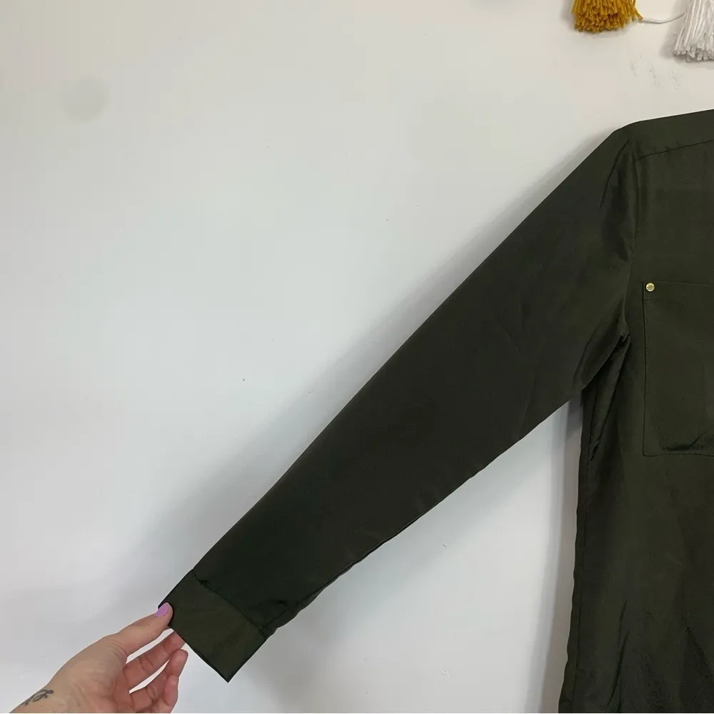 Michael Kors Button Front Shirt Olive Green Size Small - Image 5