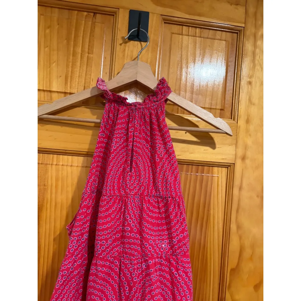 Rhode Julia Tiered Halter Maxi Dress Pink Red Printed 100% Cotton Size L Size L - Image 8