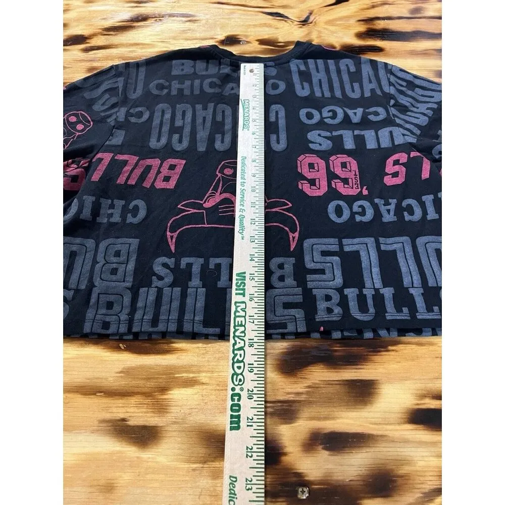 NBA Chicago Bulls Size XL Short Sleeve Crop Top Black Athletic Sports Basketball - Image 5