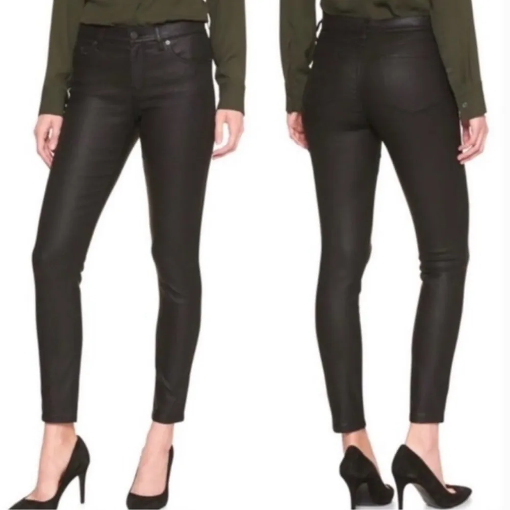 🆕 NWT Banana Republic High Rise Straight Leg Ankle Jeans Wax Coated Black Sz 26 - Image 4