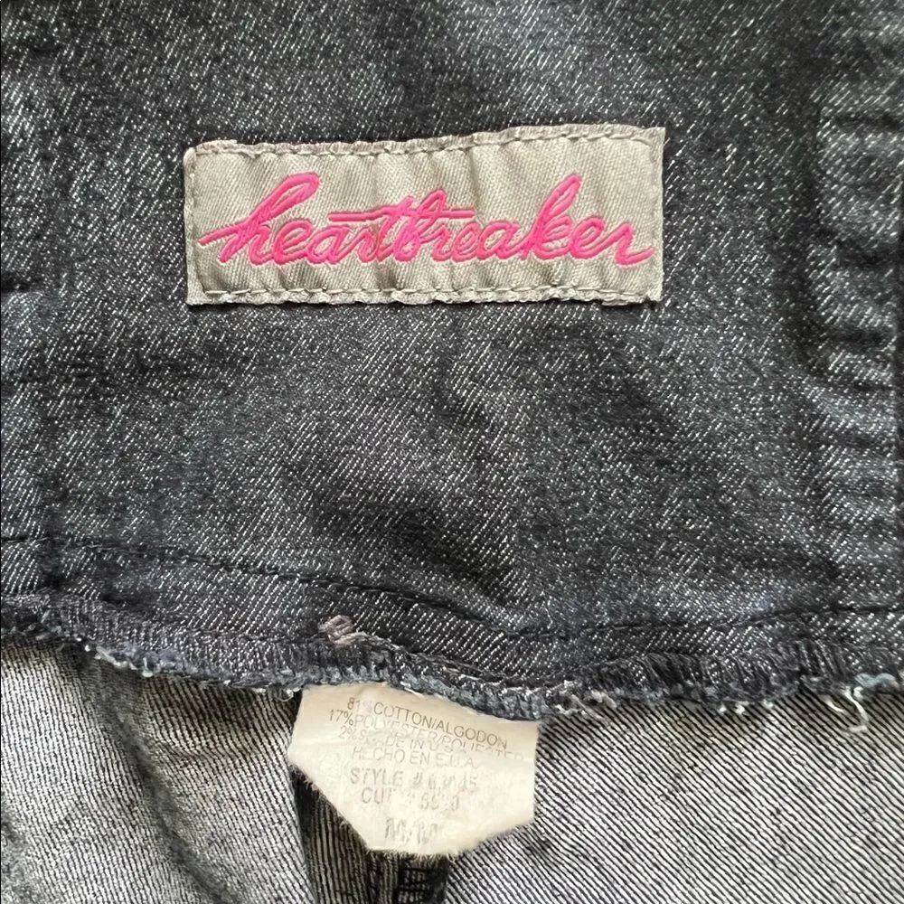 Heart Breaker Dark Wash Elastic Waist Zippered Skinny Jeans Medium Blue Size undefined - Image 5