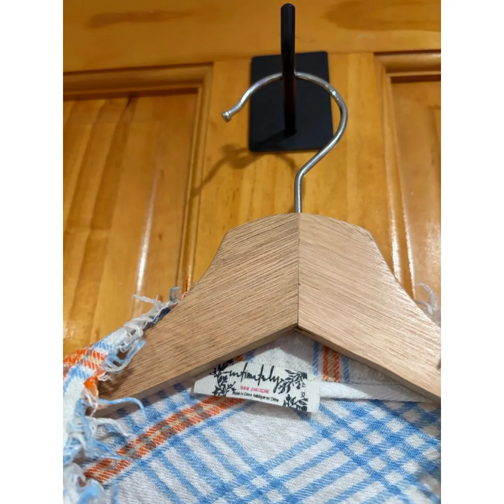 Free People Plaid About You Sleep Shirt Tunic Distressed Raw Hem Size XS - Image 2