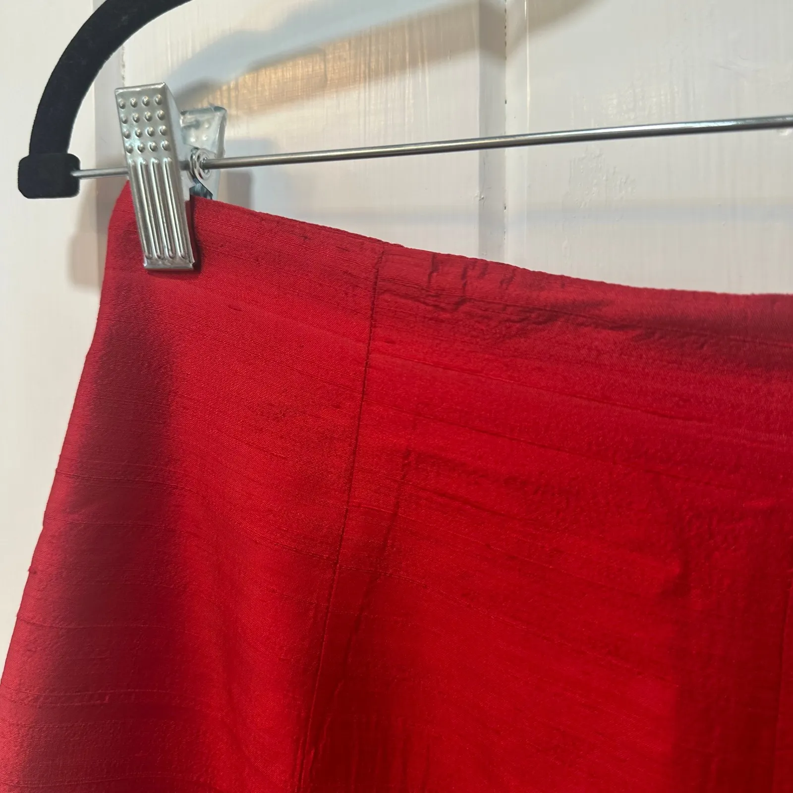 Henri Bendel Womens Silk Pants 10 Red Bright Taper Trouser Designer Holiday - Image 5