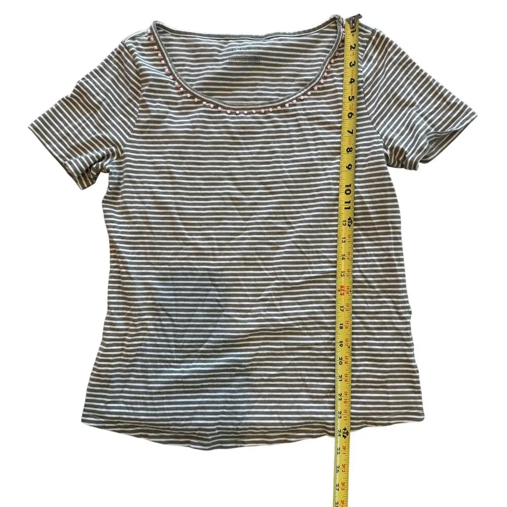 Talbots Womens Striped Scoop Neck Short Sleeve T-Shirt Medium Pima Cotton - Image 5