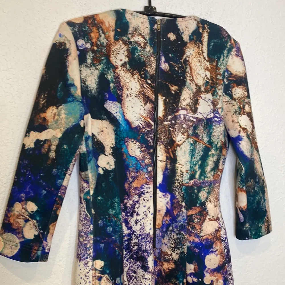 Hunter Bell  Abstract Splatter Stretchy Bodycon Dress EUC Sz S Multicolored - Image 7