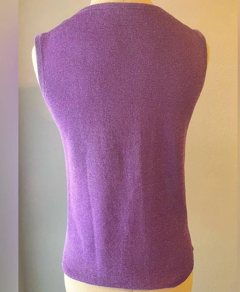 Vintage 90s y2k Metallic Knti Sleeveless Tank Top Size 4 - Image 4