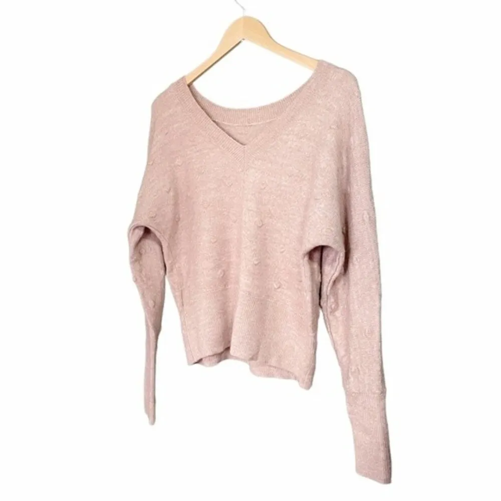 William Rast Sweater Center Seam Back V Blush Pink Pom Alpaca Blend Size Small - Image 5