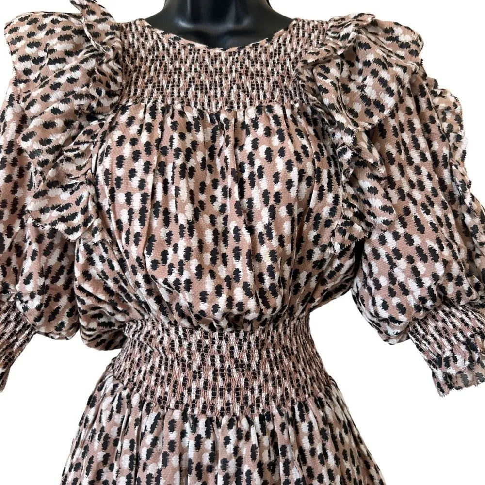 MagaliāPascal Anthropologie Silk Blend Petal Puff Sleeve Dress Pink Size XS - Image 8